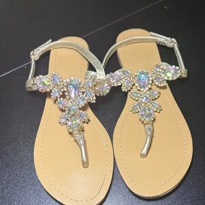 Sparkling Gold Crystal Sandals
